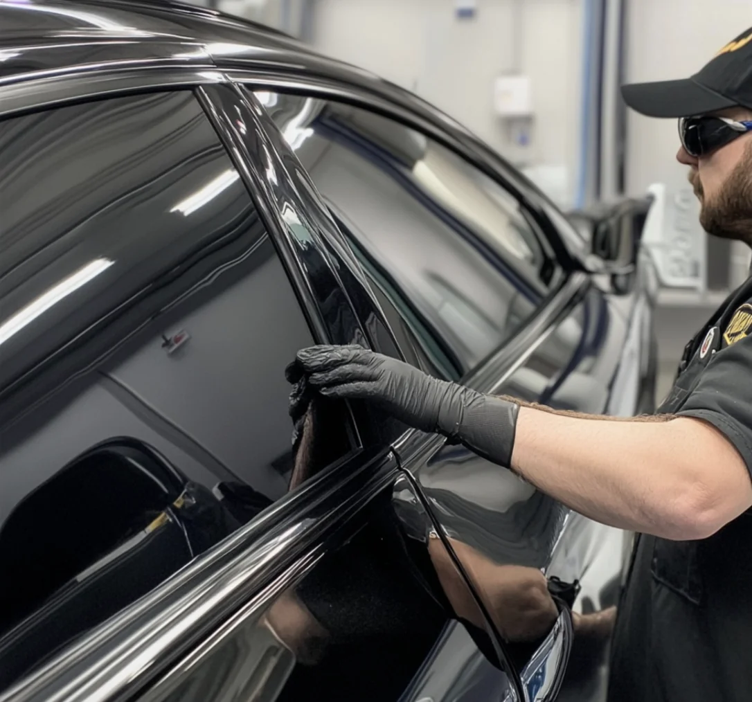 Ceramic window tint install on a black sedan at 10itup